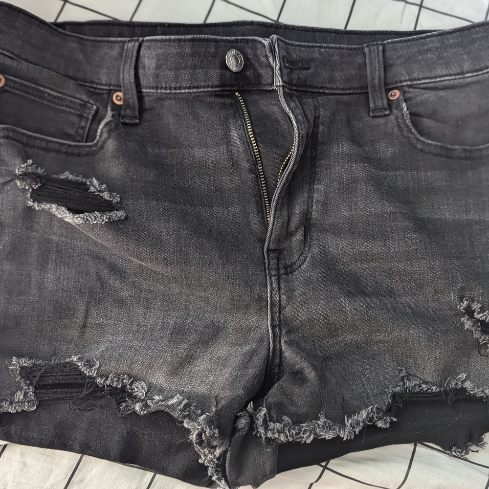 American Eagle Outfitters Black Distressed Jean Shorts